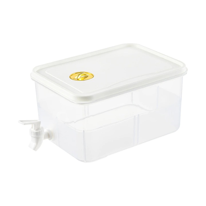 Диспенсър за напитки, пластмасов, 5 л, с кранче, 26,5 x 14 x 19,5 см, прозрачен/бял