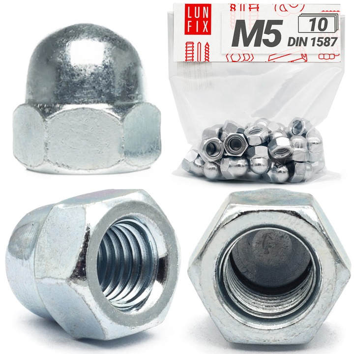 Piulita M5 DIN1587 zincata 10buc., Lun Fix