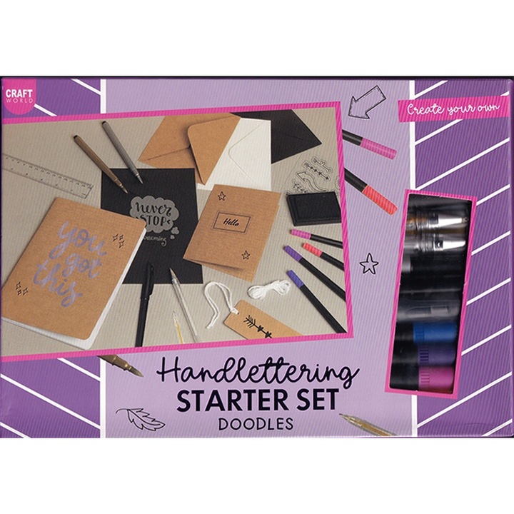 Комплект за креативна калиграфия, CARDSPLITTER, маркери/химикалки/пликове, многоцветен