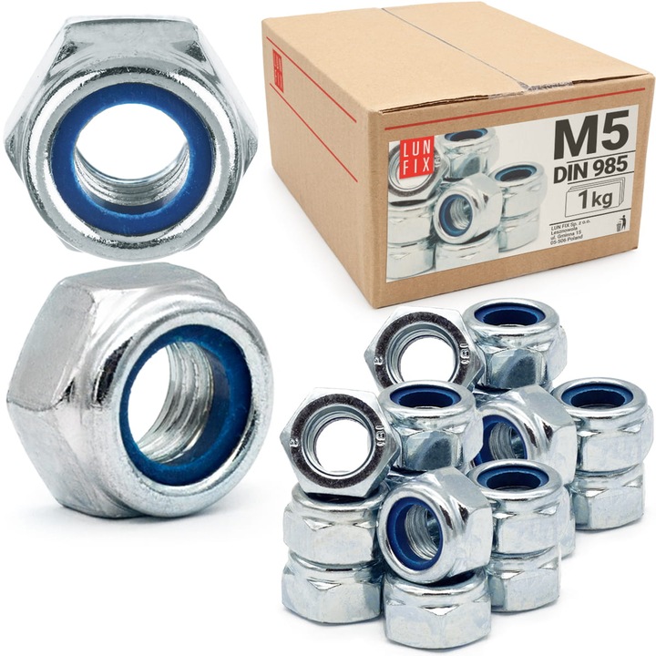 Piulita autoblocante M5 DIN985 zincata 1kg, Lun Fix