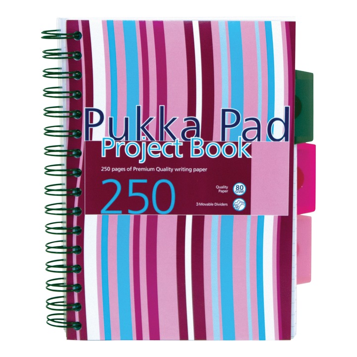 Pukka Pad Stripe project book A5 vonalas spirálfüzet, vegyes szín