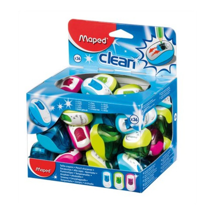 Hegyező display, egylyukú, tartályos, MAPED "Clean", vegyes színek