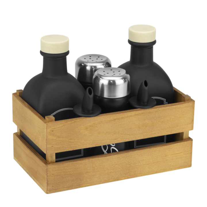 Oliviera, Horecano, 5 bucati, in cutie din lemn natural, sticle negre