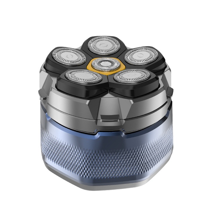 Aparat de tuns, afisaj digital LED, 6 varfuri magnetice, rezistent la apa, port USB, reincarcabil, compact si portabil, albastru-gri