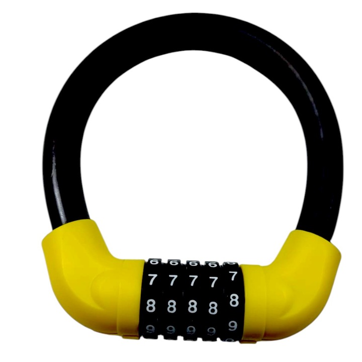 Брава против кражба за велосипеди и други ценности, спираловидна стомана, с 5 цифри, 100 000 варианта на код, дължина 35 см, диаметър 13,5 см, с PVC покритие, за защита на рамката