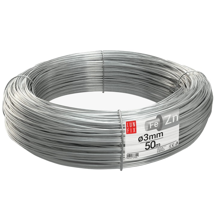 Sârmă de tensiune 3mm argintiu galvanizat 50mb, Lun Fix