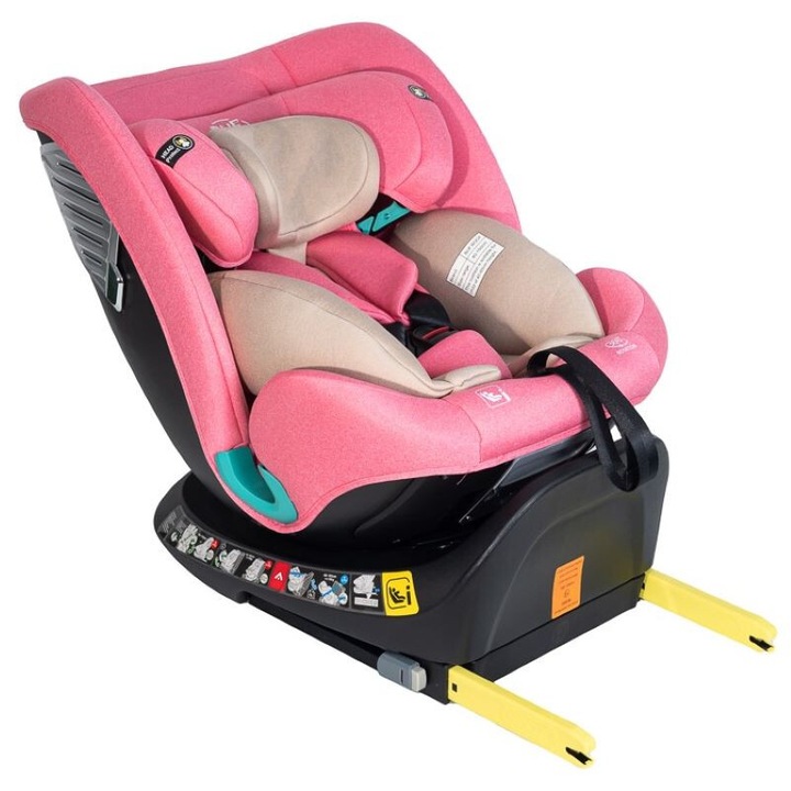 Столче за кола Saphir Deluxe BUF BOOF iSize UnicornPink с Isofix, позиция за сън 165 градуса, 360 градуса въртене 40-150 см