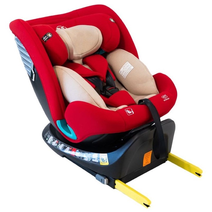 Столче за кола Saphir DELUXE BUF BOOF iSIZE Red с Isofix, позиция за сън 165 градуса, 360 градуса въртене 40-150 см