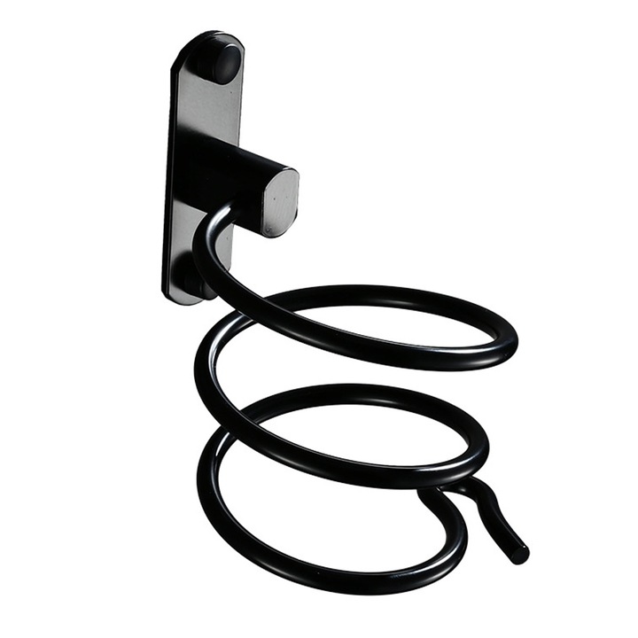 Suport pentru uscator de par, Enforose, aluminiu, rezistent la caldura, negru