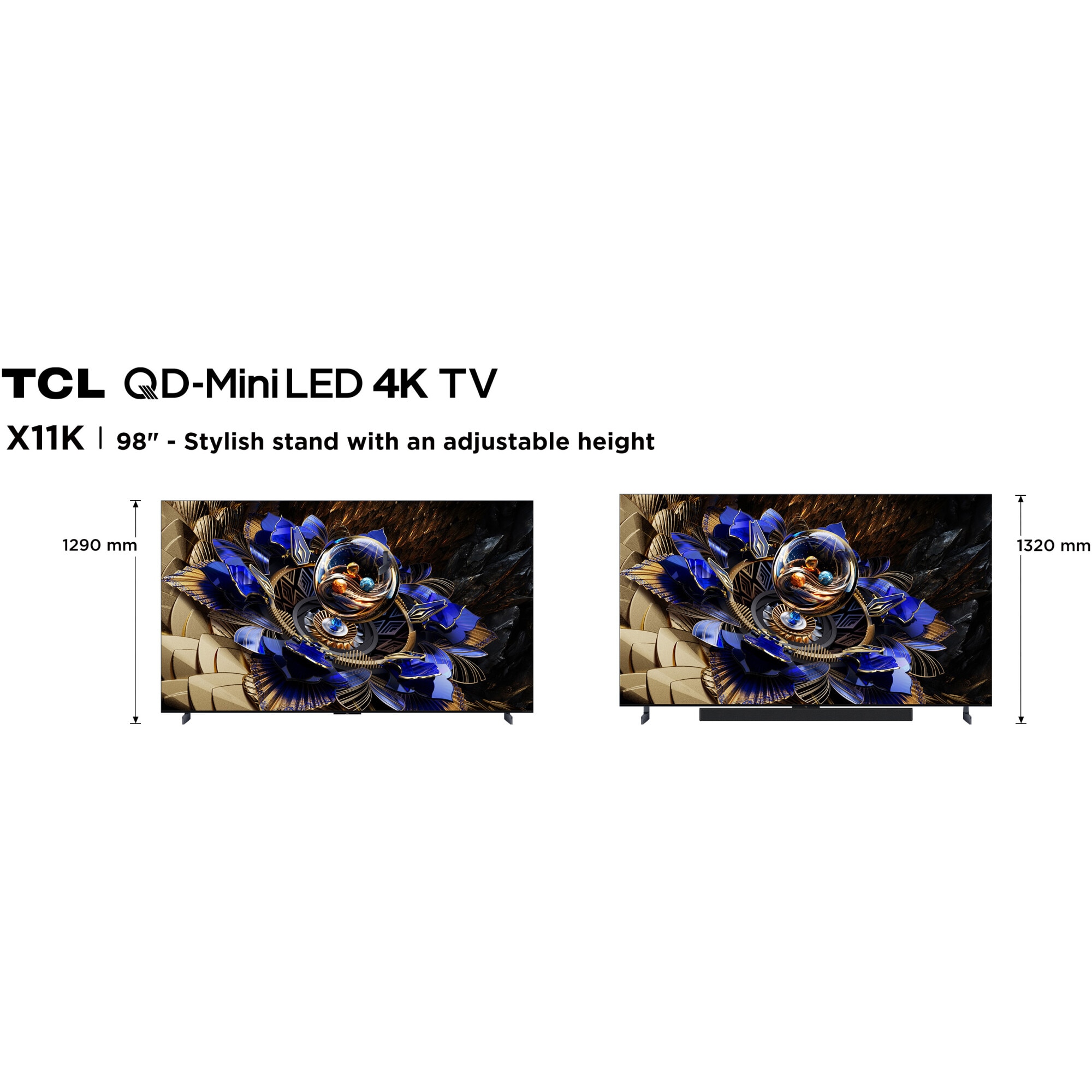 Televizor TCL QD-MiniLed 98X11K, 248 cm, Smart Google TV, 4K Ultra HD, 100Hz, Sunet Bang & Olufsen, Clasa G (Model 2025)