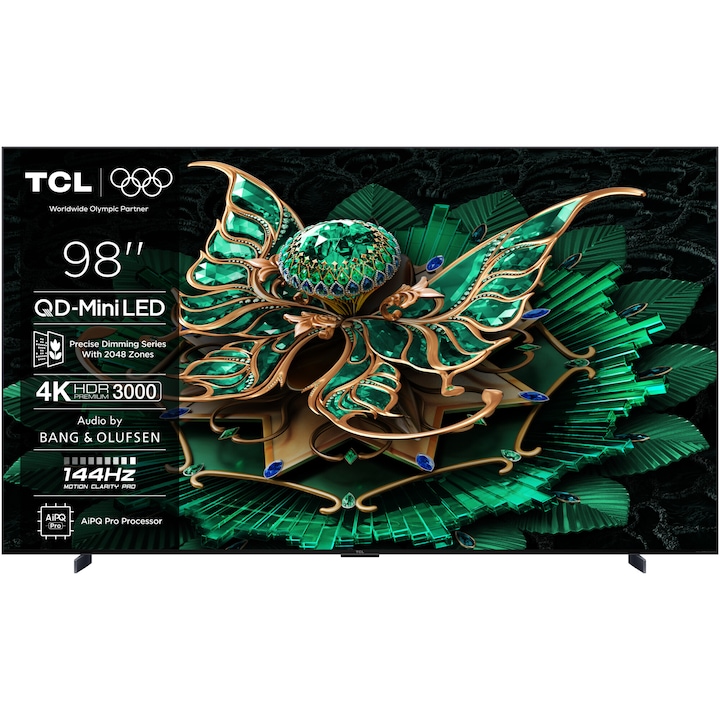 Телевизор TCL MiniLed 98C7K, 98"(248 см), Smart Google TV, 4K Ultra HD, 100Hz, Клас E (Модел 2025)
