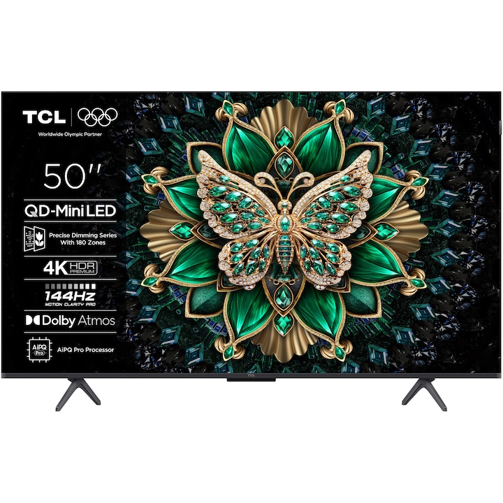 Televizor TCL QD-MiniLed 50C6K, 126 cm, Smart Google TV, 4K Ultra HD, 100Hz, Clasa E (Model 2025)