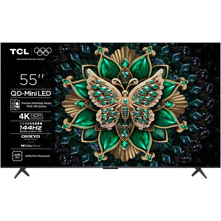 Телевизор TCL MiniLed 55C6K, 55" (139 см), Smart Google TV, 4K Ultra HD, 100Hz, Kлас F (Mодел 2025)