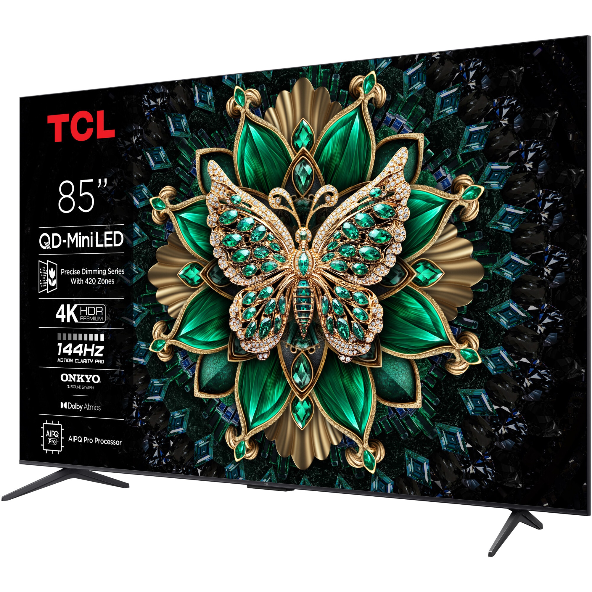 Televizor TCL QD-MiniLed 85C6K, 214 cm, Smart Google TV, 4K Ultra HD, 100Hz, Clasa F (Model 2025)
