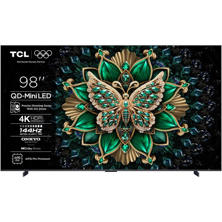 Телевизор TCL MiniLed 98C6K, 98" (248 см), Smart Google TV, 4K Ultra HD, 100Hz, Клас E (Модел 2025)