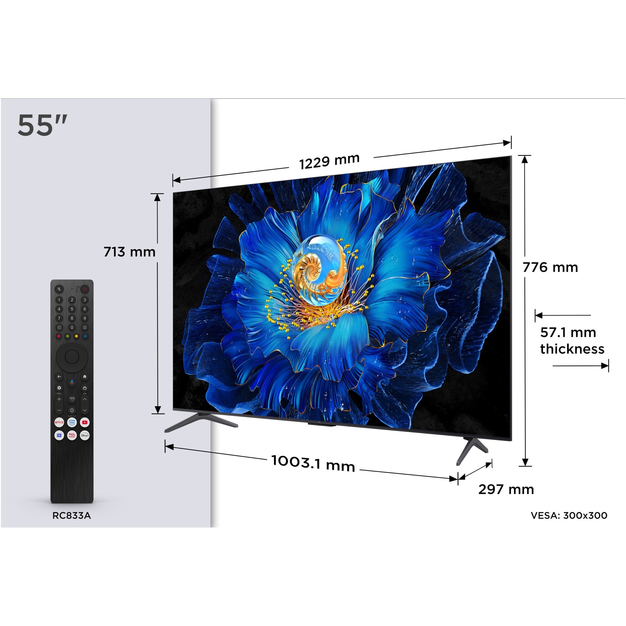 Televizor TCL MiniLed 55C6KS, 139 cm, Smart Google TV, 4K Ultra HD