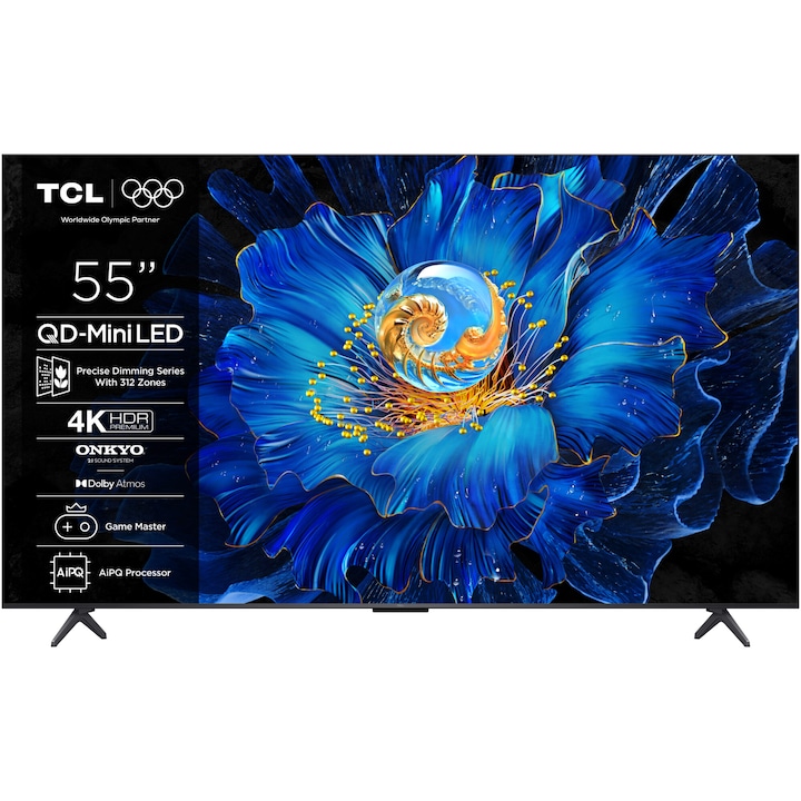 Телевизор TCL MiniLed 55C6KS, 55" (139 см), Smart Google TV, 4K Ultra HD, Клас F (Модел 2025)