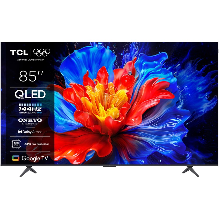 Телевизор TCL QLED 85P8K, 85" (214 см), Smart Google TV, 4K Ultra HD, 100Hz, Клас F (Модел 2025)