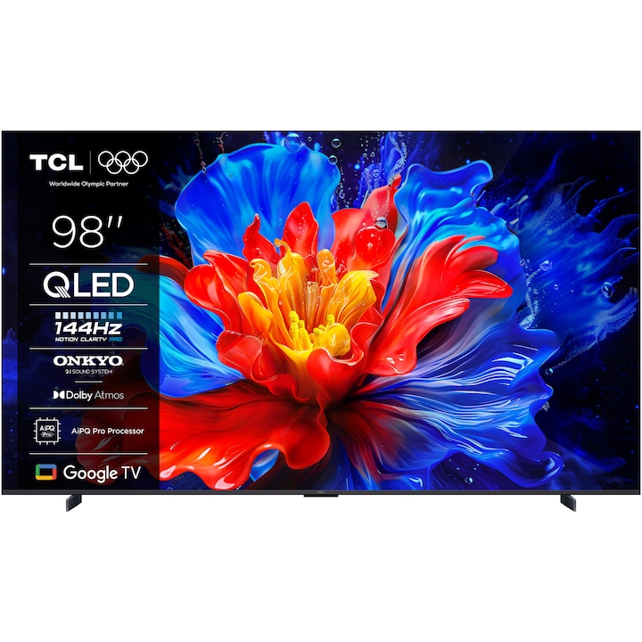 Телевизор TCL QLED 98P8K, 98"(248 см), Smart Google TV, 4K Ultra HD, 100Hz, Клас (Модел 2025)