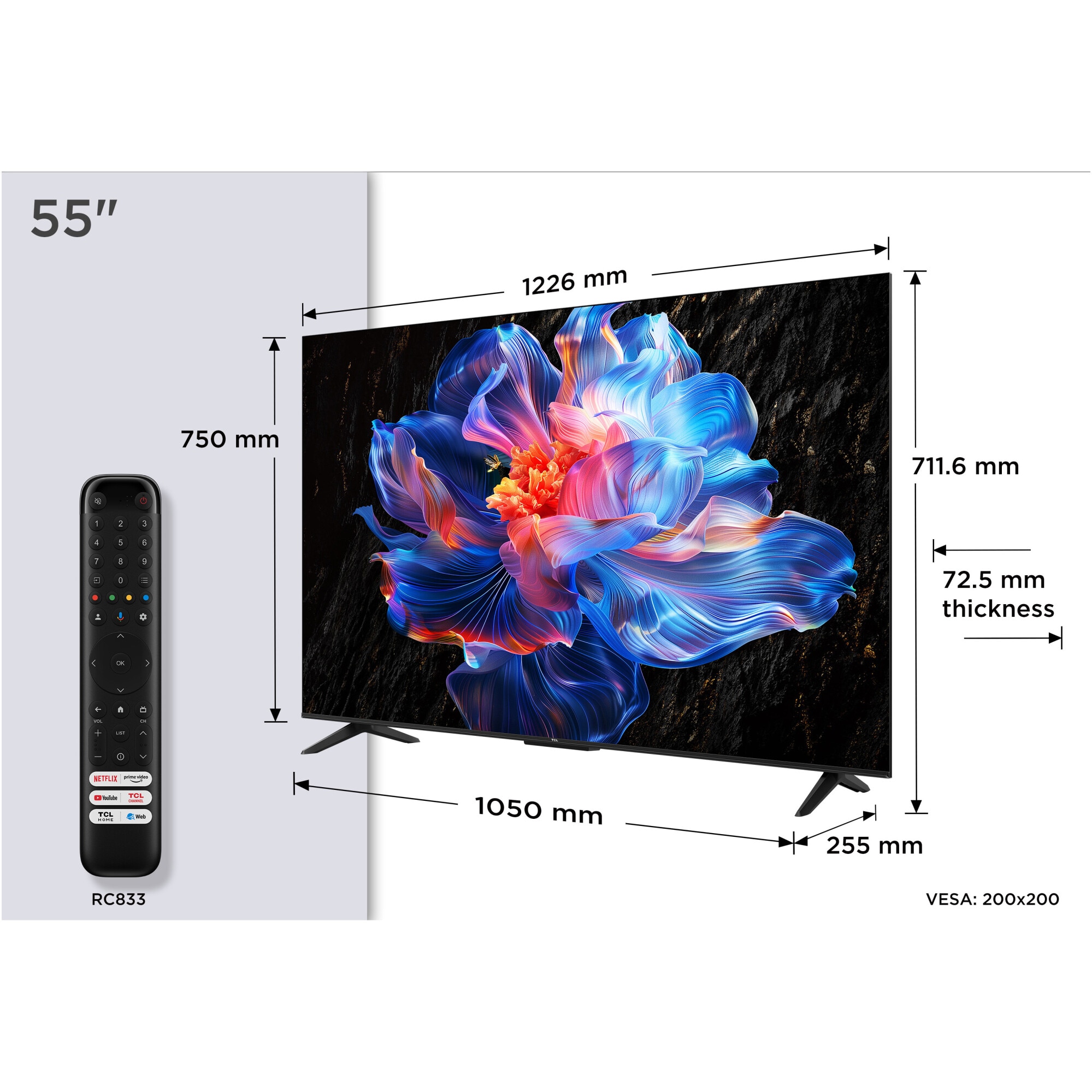 Televizor TCL LED 55P6K, 139 cm, Smart Google TV, 4K Ultra HD