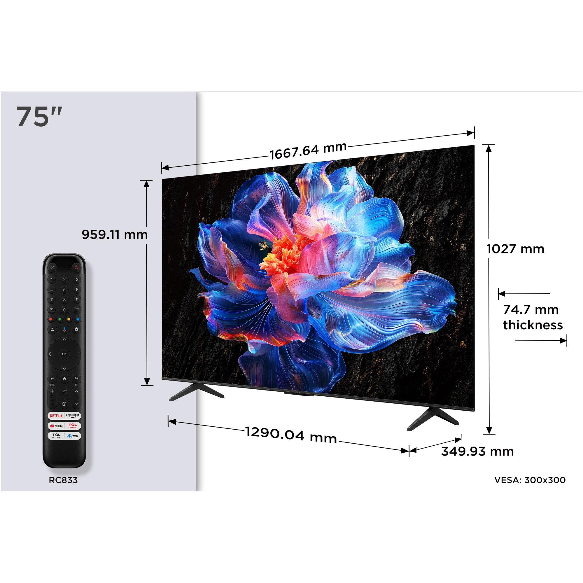 Televizor TCL 75P69K 190.5cm 75Inch 4K Ultra HD Smart Wi-Fi Negru