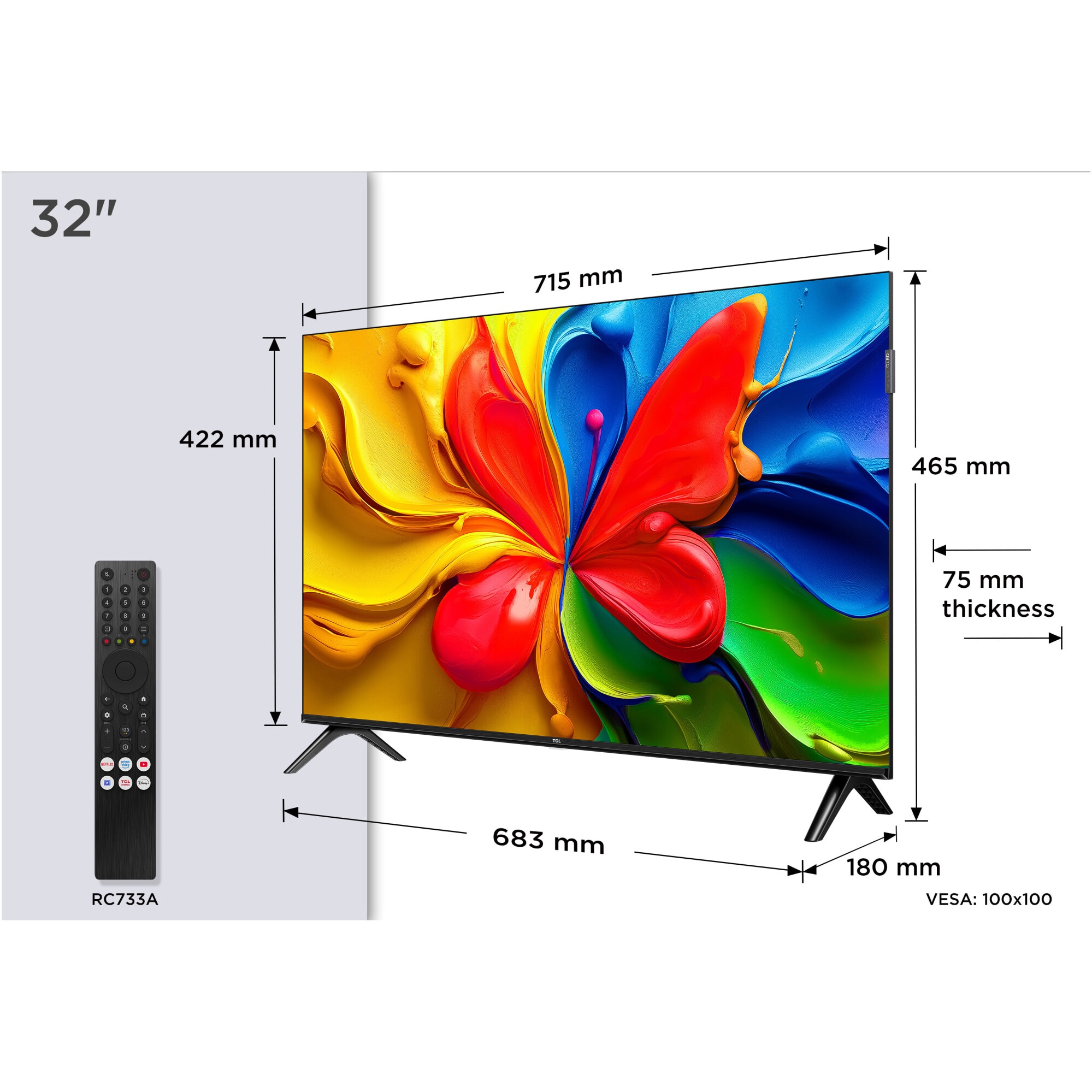 Televizor TCL QLED 32S4K, 80 cm, Smart Android TV, HD Ready, Clasa