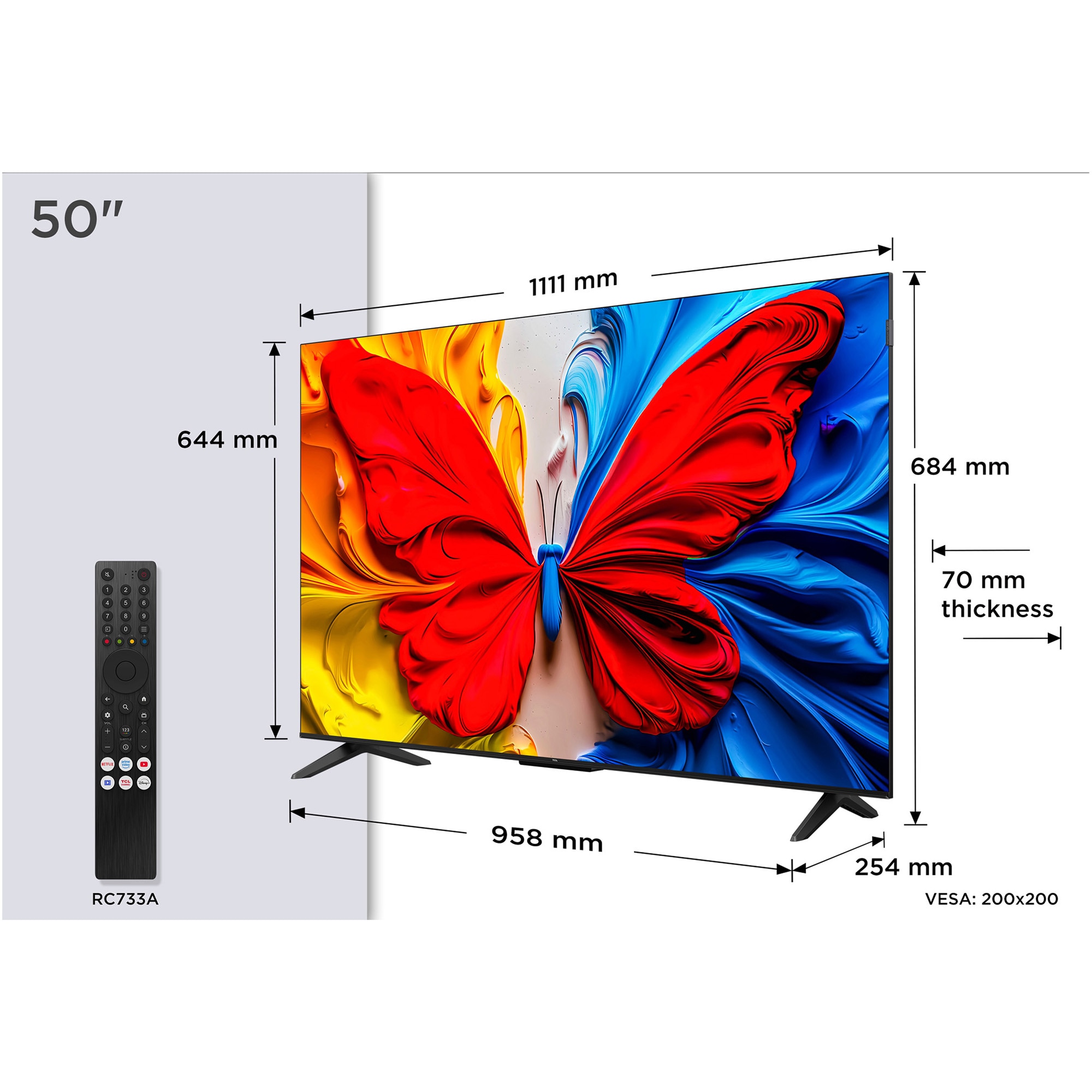 Televizor TCL QLED 50S5K, 126 cm, Smart Android TV, Full HD, Clasa