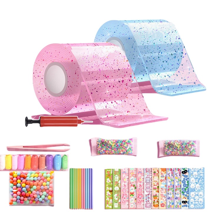 Set Creativ Nano Tape, PET, 3mx5cm, Vanaxalife®, Roz si Albastru