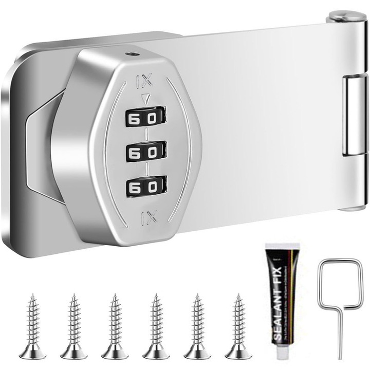 Zavor cu cifru, design fara cheie, zinc, usor de instalat, 10x5cm