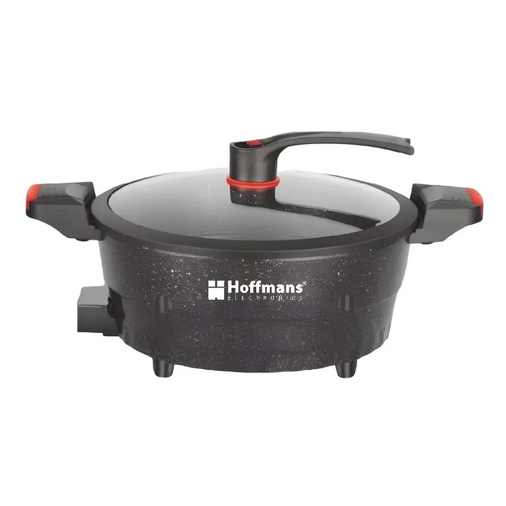 Многофункционална електрическа тенджера, Hoffmans, 1500W, Kапацитет 6L, Диагонал 32 cm, Черна
