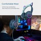 Gaming fejhallgató macskafülekkel, levehető mikrofonnal, sötétkék, 40mm, összecsukható