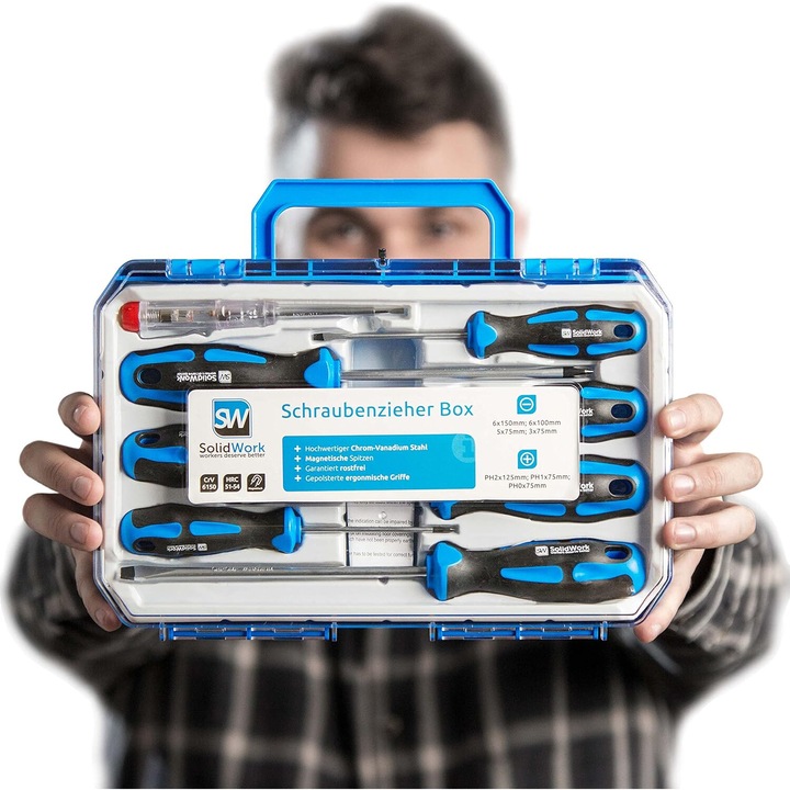 Mágneses csavarhúzó készlet egyenes és keresztfejjel - 8 darabos készlet