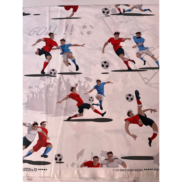 Material textil, bumbac 100% natural latime 240 cm, model Fotbal