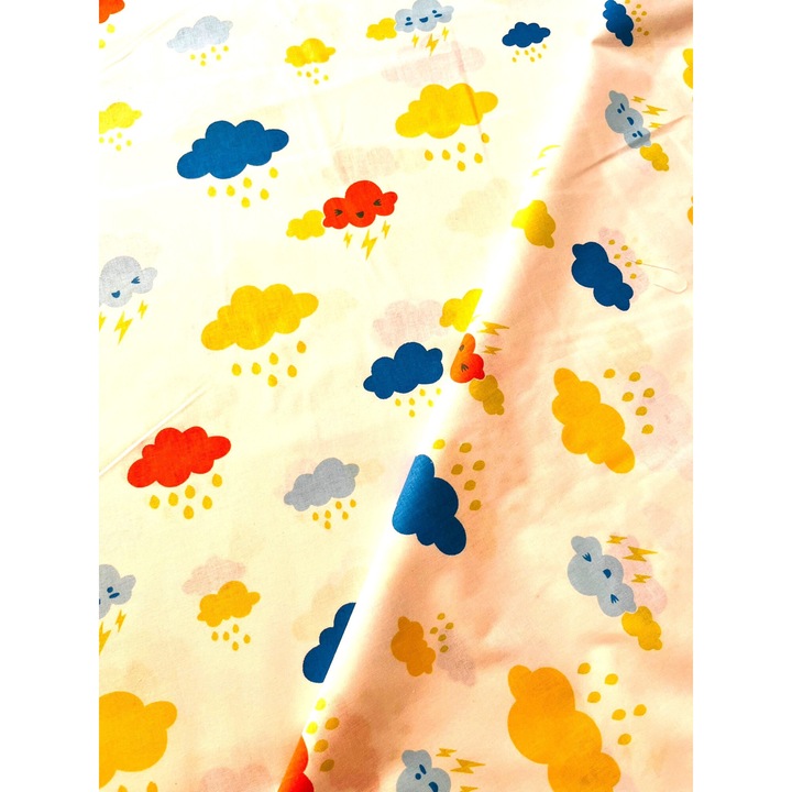 Material textil, bumbac 100% natural latime 240 cm, model Norisori colorati