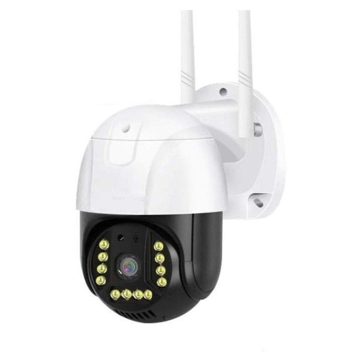 SIKS videó megfigyelő kamera 4G SIM WIFI SIKS, 3 MP, kültéri/beltéri IP66, hang, riasztó, 4X zoom, forgatás, LED világítás, kétirányú kommunikáció, kártya/felhőtárhely, mozgásérzékelő, telefoncsatlakozás, fehér