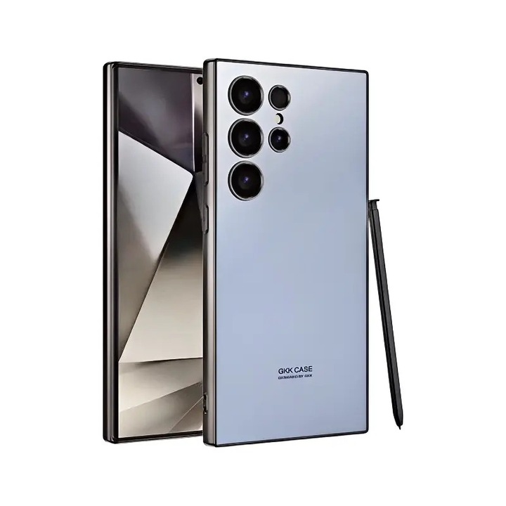 Husa protectie Mat-Tech compatibila cu Samsung Galaxy S24 Ultra, Protectie Camera, Colturi anti-soc, Decupaje Precise, Rezistenta la impa, design inovator, AG mat, albastra