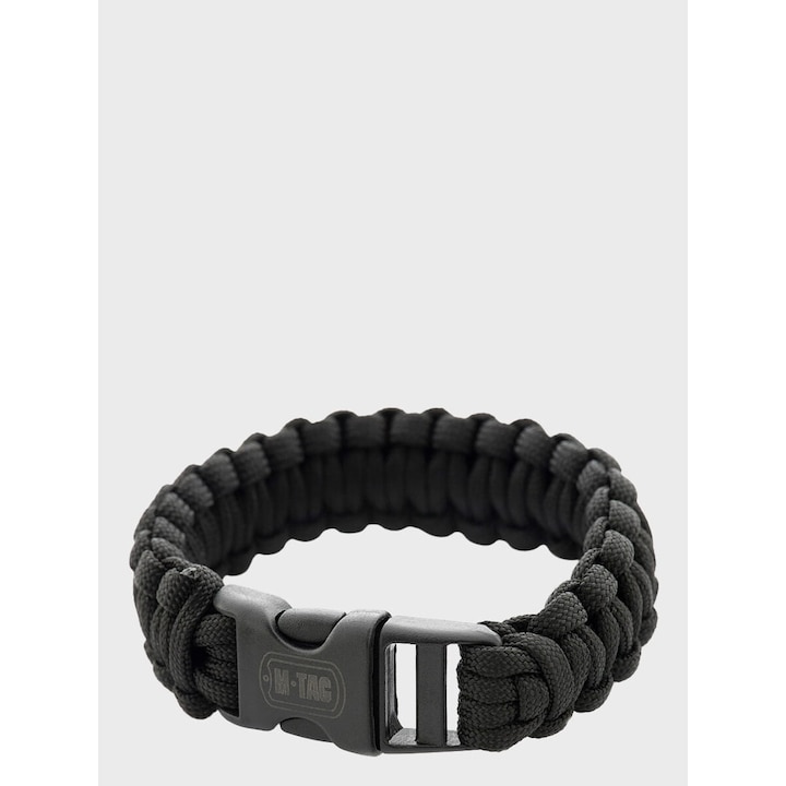 Bratara survival paracord M-Tac, neagra, 21x25cm, rezistenta 200kg, set de dimensiuni S, M, L