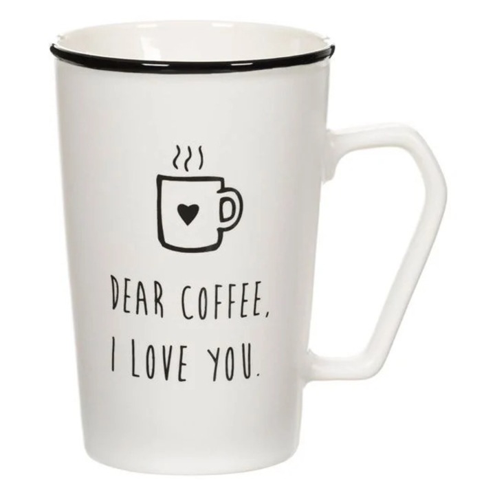 New Bone White Matte Mug Черна дръжка 400 мл