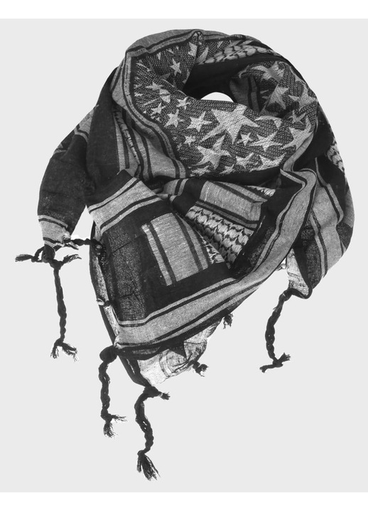 Esarfa, Mil-Tec, bumbac, 110x110cm, alb/negru, multi-sezonier