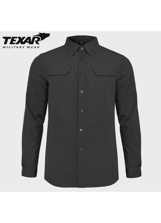 Camasa tactica Texar, neagra, nylon, usor si respirabil, cu buzunare, 3XL INTL