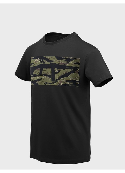 Férfi póló Helikon RPD, tigriscsíkos, pamut, katonai stílusú, Fekete