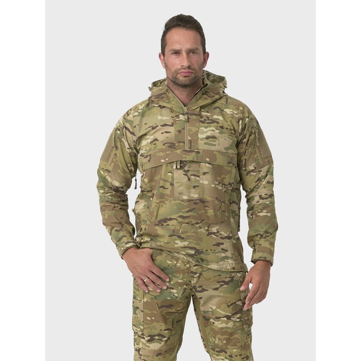 Jacheta Anorak Helikon Tracer, supradimensionata, 8 buzunare, Multicam, 65% poliester, 35% bumbac