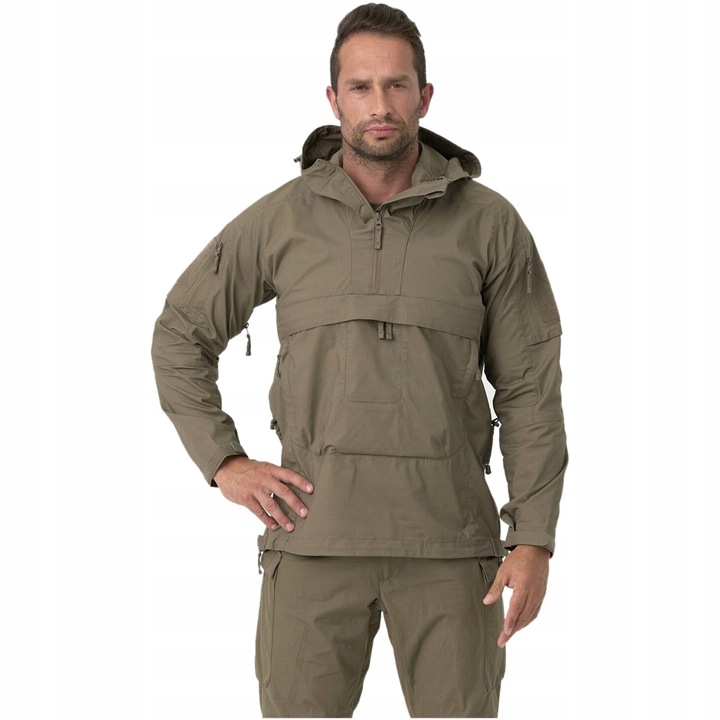 Jacheta Anorak Helikon Tracer, 8 buzunare, reglabila, poliester/bumbac/elastan, kaki, M INTL