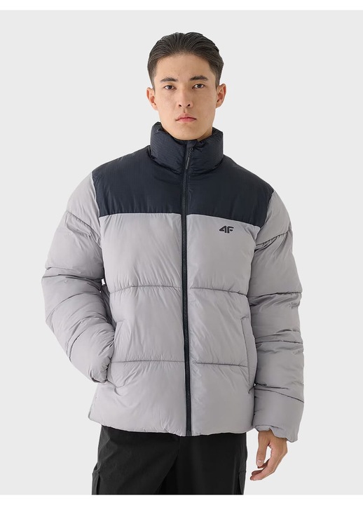 Jacheta pentru barbati 4F, umplutura sintetica, impermeabila, gri, poliester