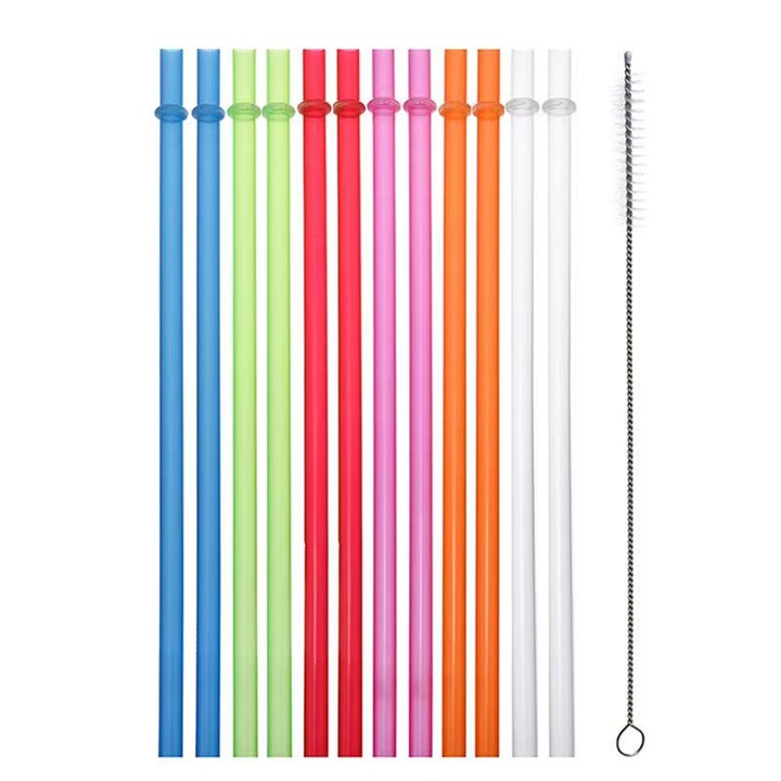 Set 12 paie colorate din plastic, KitsKap, 23cm, cu perie de curatare