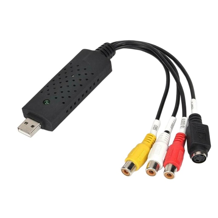 USB2.0 videorögzítő kártya hanggal, egy csatornás, fekete