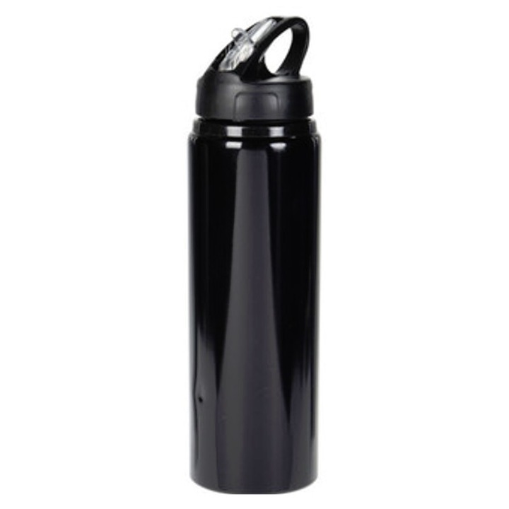 Бутилка за вода, Excellent Houseware, алуминий, 7x25 см, 750 мл, черна