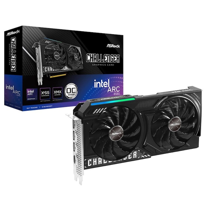Видео карта Asrock, Intel Arc B580 Challenger, 12GB OC, 7680 x 4320
