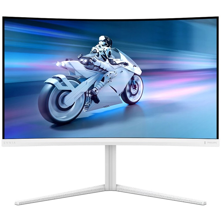 Монитор Gaming Извит LED VA Philips Evnia 5000 31.5", QHD (2560x1440), 180Hz, 1ms GtG (0.5ms SMBR), AMD FreeSync™, NVIDIA G-Sync™ Compatible, 1500R, 2x HDMI, Display Port, Jack, Ambiglow, Pivot, VESA, Бял