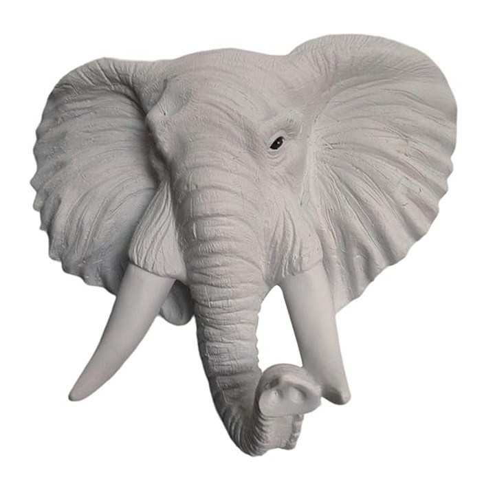 Razboita decorativa din rasina, elefant, alb, 20x9x21.5cm
